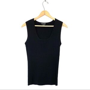 St. John | Black Ribbed Sweater Tank Top
